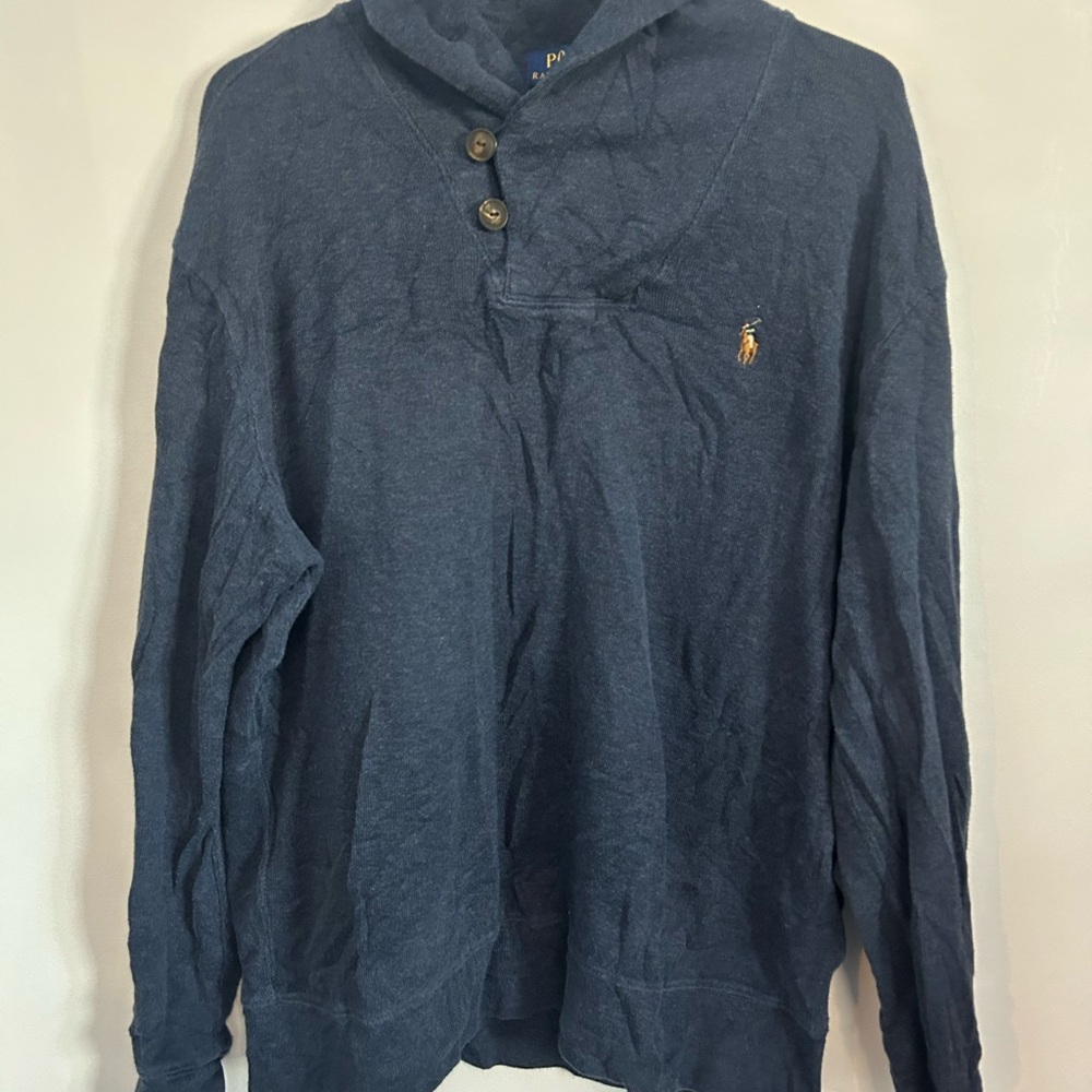 Polo by Ralph Lauren Estate Rib Blue Cotton Sweater